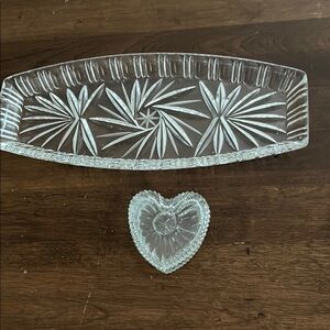 Elegant Clear Glass Serving Tray and Heart Dish